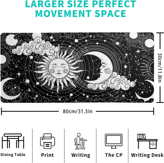 Magic Astrology Extended Big Mouse Pad Large, Gaming Mouse Pad Desk Pad,31.5x11.8 Inch Long Computer Keyboard Mouse Mat Black Mousepad with 3mm Non-Slip Base and Stitched Edge for Gaming and Office