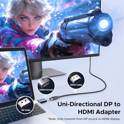 UGREEN 4K DisplayPort to HDMI 2-Pack Adapter Unidirectional Display Port 1.2 to HDMI 1.4 Male to Female Converter Aluminum Adapter Compatible with Desktop, Laptop, Monitor, HDTV, AMD, NVIDIA
