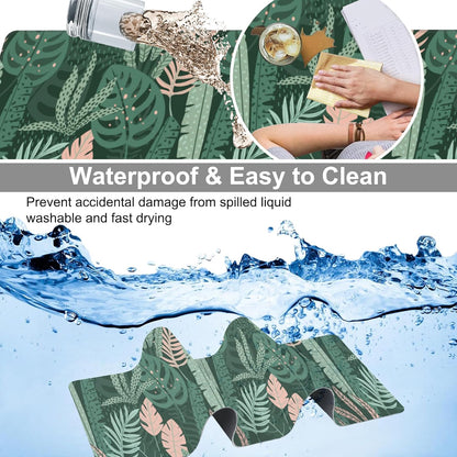 Tropical Plants and Leaves Desk Mat,Large Tropical Palm Leaves Gaming Keyboard Mouse Pad,Non-Slip Rubber Base Desk Pad Thick Stitched Edges Waterproof Mousepad Mouse Mat 31.5"x11.8"