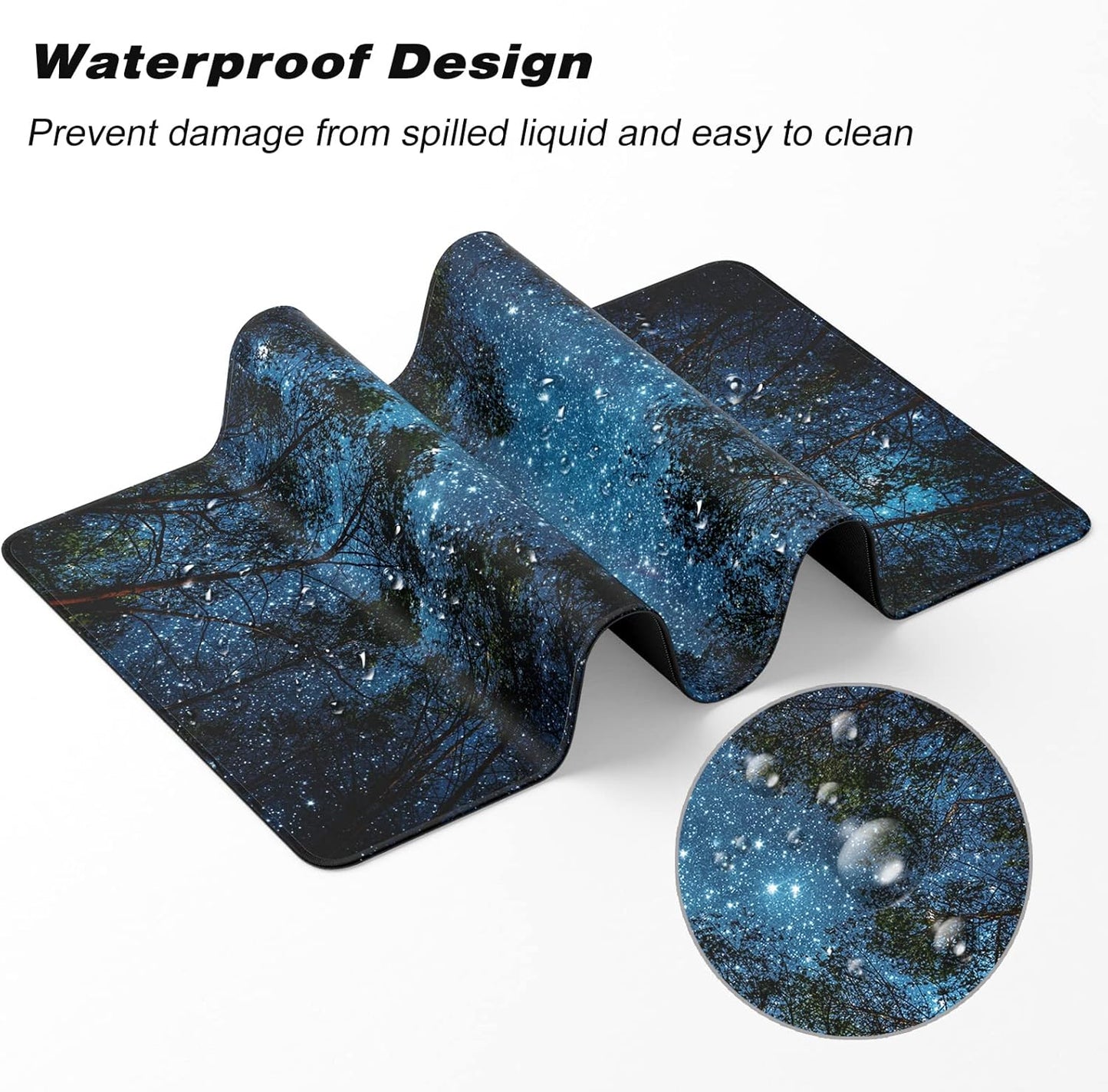 Extended Gaming Mouse Pad, XXL Large Mouse Mat 30 x 14 Inch, Big Computer Keyboard Mousepad, Waterproof Desk Pad with Stitched Edges and Non-Slip Base for Women Office Gaming, Galaxy Tree