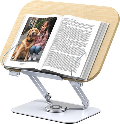 Book Stand for Reading, 360° Adjustable Book Holder, Foldable Book Holder Stand, Cookbook Stand, Textbook Stand, Bible Stand, Hands Rree Book Stand, Laptop Stand, Tablet Stand