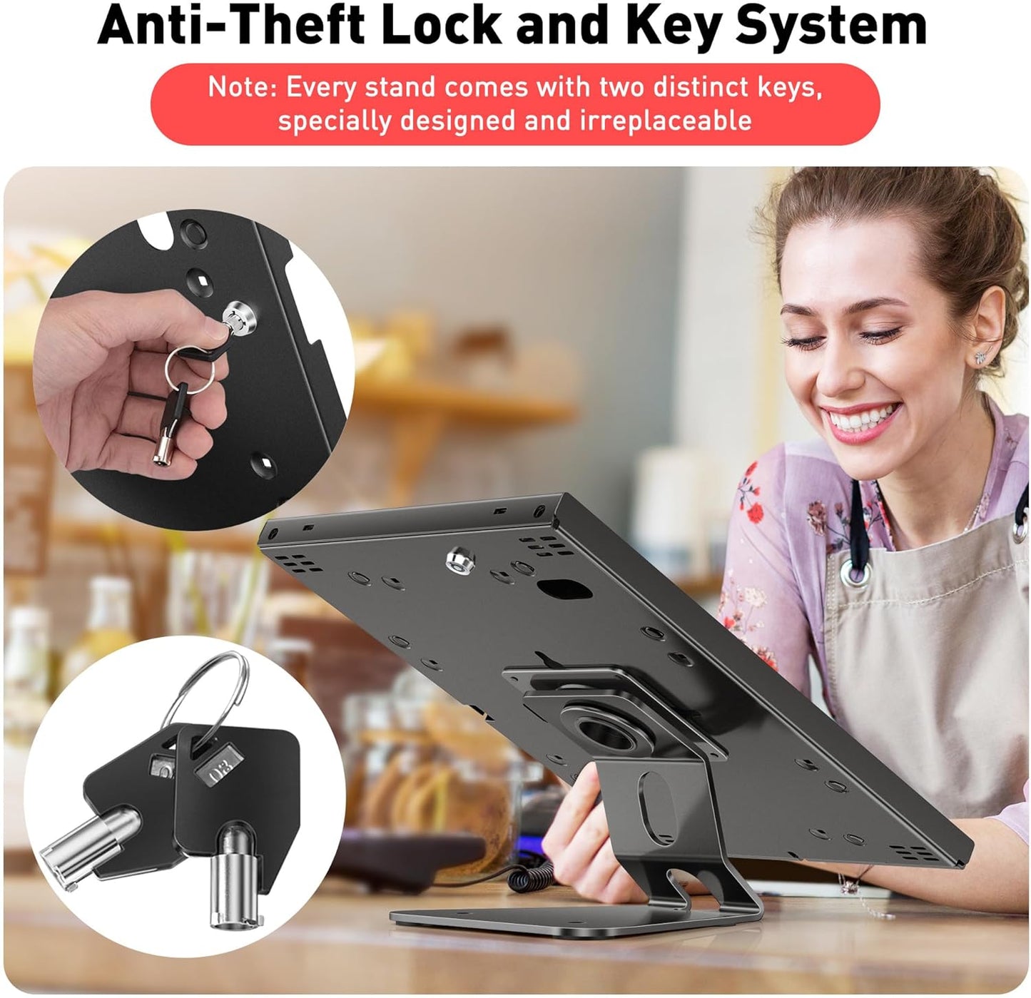 AboveTEK Anti-Theft Tablet Stand – iPad Locking & Security Stand, Countertop & Wall Mount POS Stand, 360° Swivel Kiosk Stand for iPad/iPad Air/iPad Pro – Ideal for Retail Business (Black)