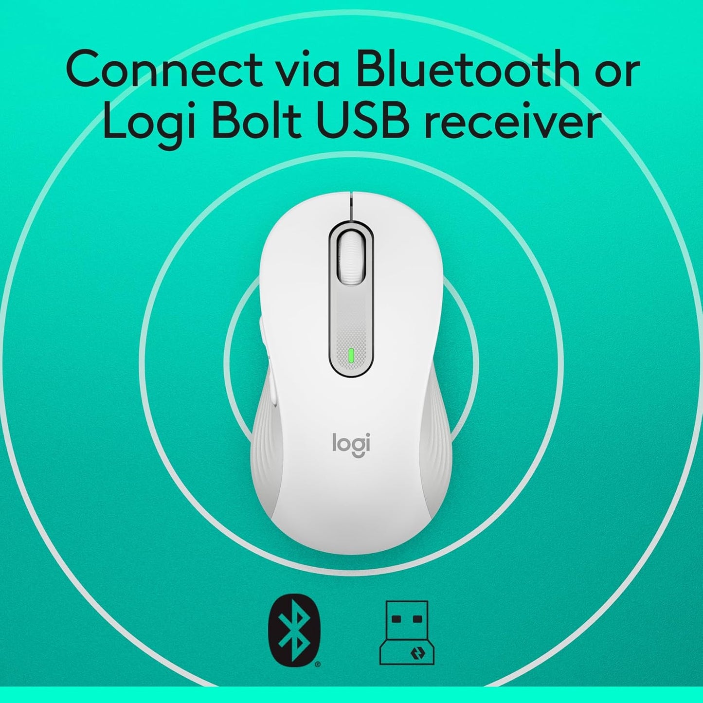 Logitech Wireless Mouse Signature M650 L Full Size - Large Hands, 2-Year Battery, Silent Clicks, Customizable Buttons, Bluetooth, PC/Mac/Chromebook - Off White, Right-Handed, Large