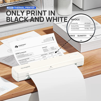 POLONO Portable Printer Wireless for Travel, D810 Bluetooth Thermal Printer Support for 8.5"x11" US Letter, Beige