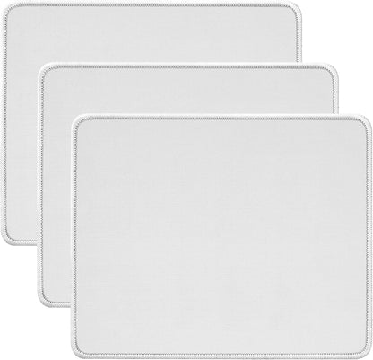 JIKIOU 3 Pack Mouse Pad with Stitched Edge, Comfortable Mouse Pads with Non-Slip Rubber Base, Washable Mousepads Bulk with Lycra Cloth, Mouse Pads for Computers Laptop Mouse 10.2x8.3in Blank White
