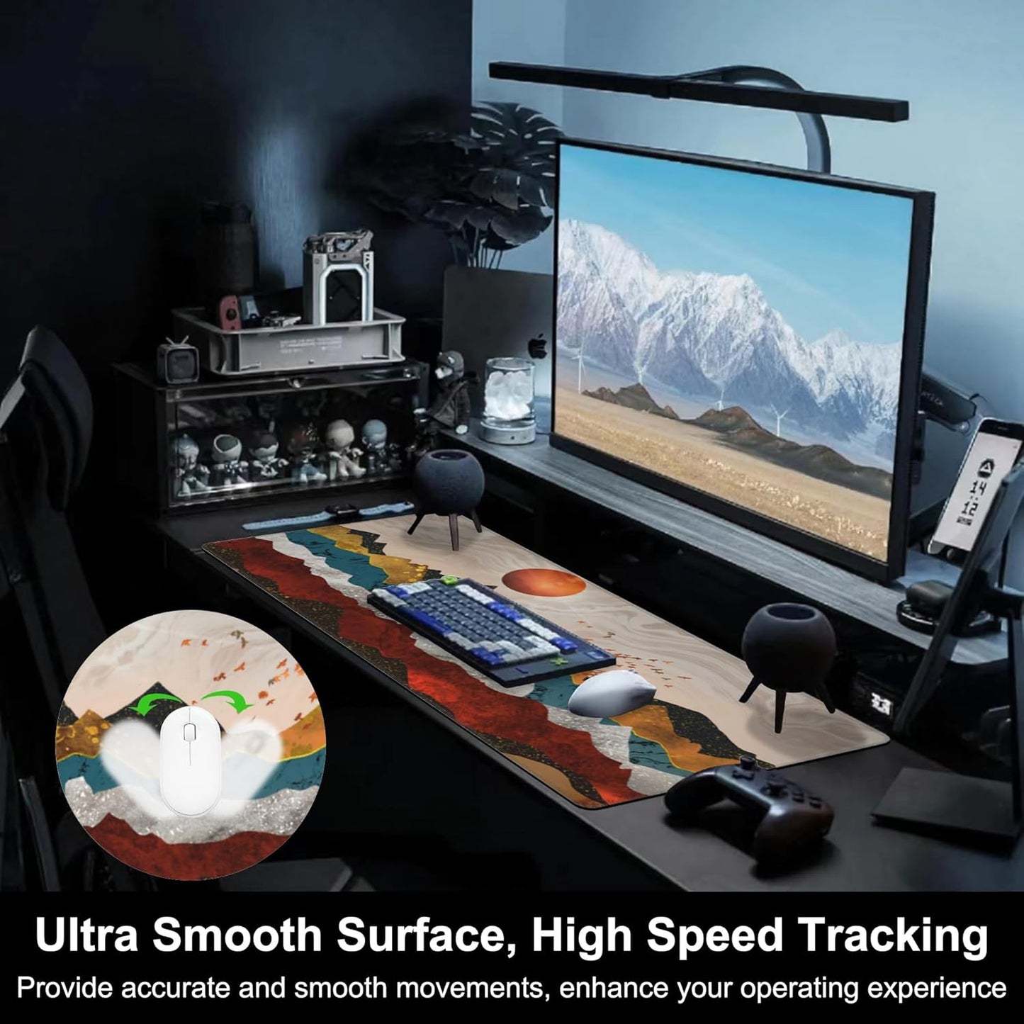 Mouse Pad, Large Colorful Precious Mountains Desk Mat, Extended Non-Slip Gaming Keyboard Mousepad Desk Pad, Thick Stitched Edges Waterproof Mouse Mat 31.5"x15.7" (Beautiful Landscape)