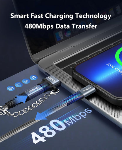 USB C to Lightning Cable Fast Charging 2Pack 6ft [Apple MFi Certified] iPhone Charger Cable Compatible with iPhone 14/13/12/11 Pro Max and USB C Female to USB A Male Adapter with Keychain