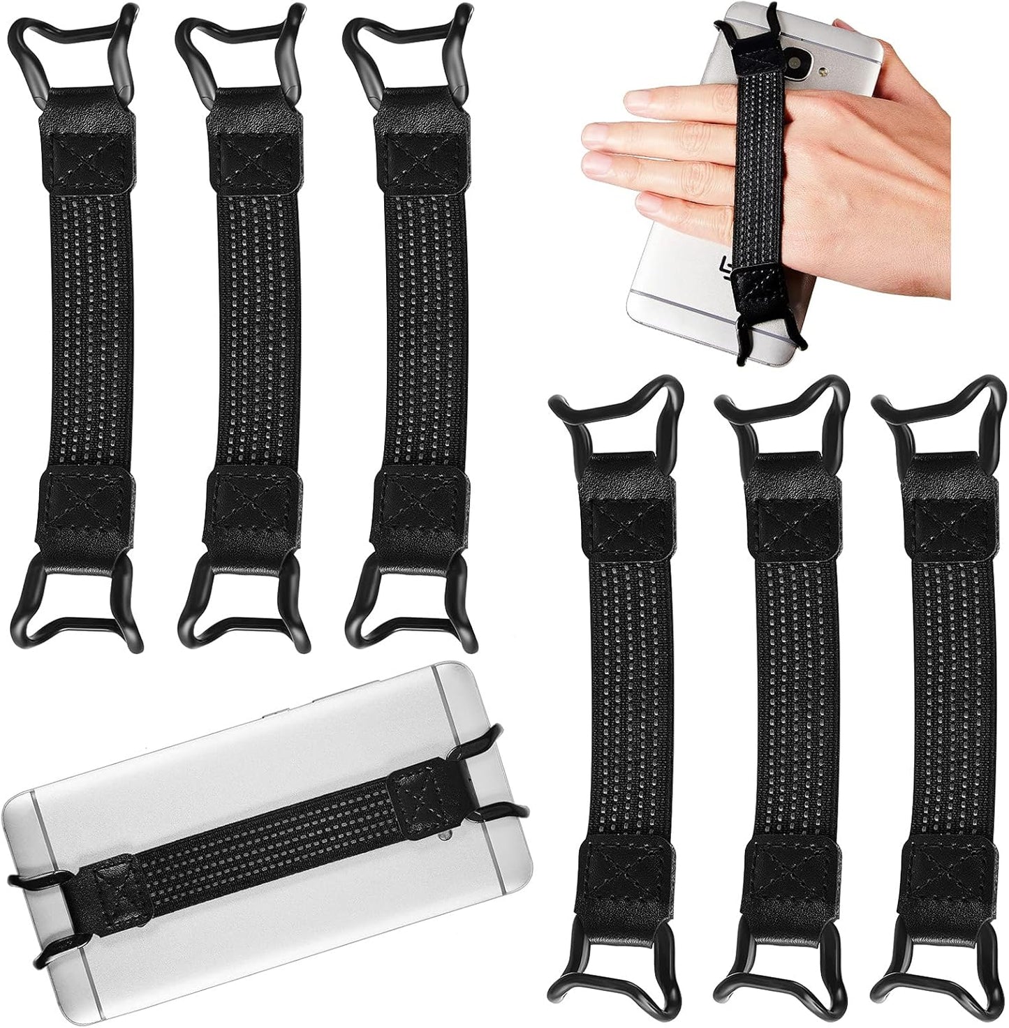 Weewooday 6 Pieces Mobile Phone Security Hand Strap Holder Security Hand Grip Phone Accessory for 5.2-7.5 Inch Smartphones