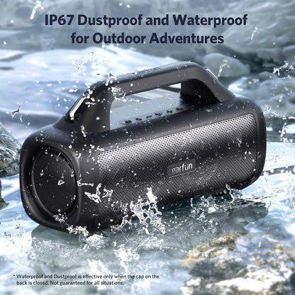 EarFun UBOOM X Portable Bluetooth Speaker, 80W Stereo with JumboBass, IP67 Waterproof Outdoor Speaker, RGB Light, 30H Playtime, Custom EQ, Bluetooth 5.3 Speakers for Outdoor, Camping, Beach