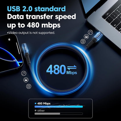 USB C Cable [2Pack, 6.6ft] 240W Fast Charging Type C Cord, Nylon Braided USB 2.0 Cable for iPhone 16 15 Pro Max, iPad Pro, Samsung Galaxy S24 S23, Switch, MacBook Pro, Pixel