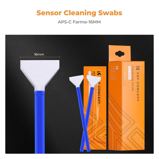 K&F Concept 20 Pack APS-C Frame Sensors Cleaning Swabs, DSLR SLR Digital Camera Dry CCD CMOS Clean Swabs Compatible with Nikon Sony Canon DSLR Camera Sensor, 16mm x 20mm