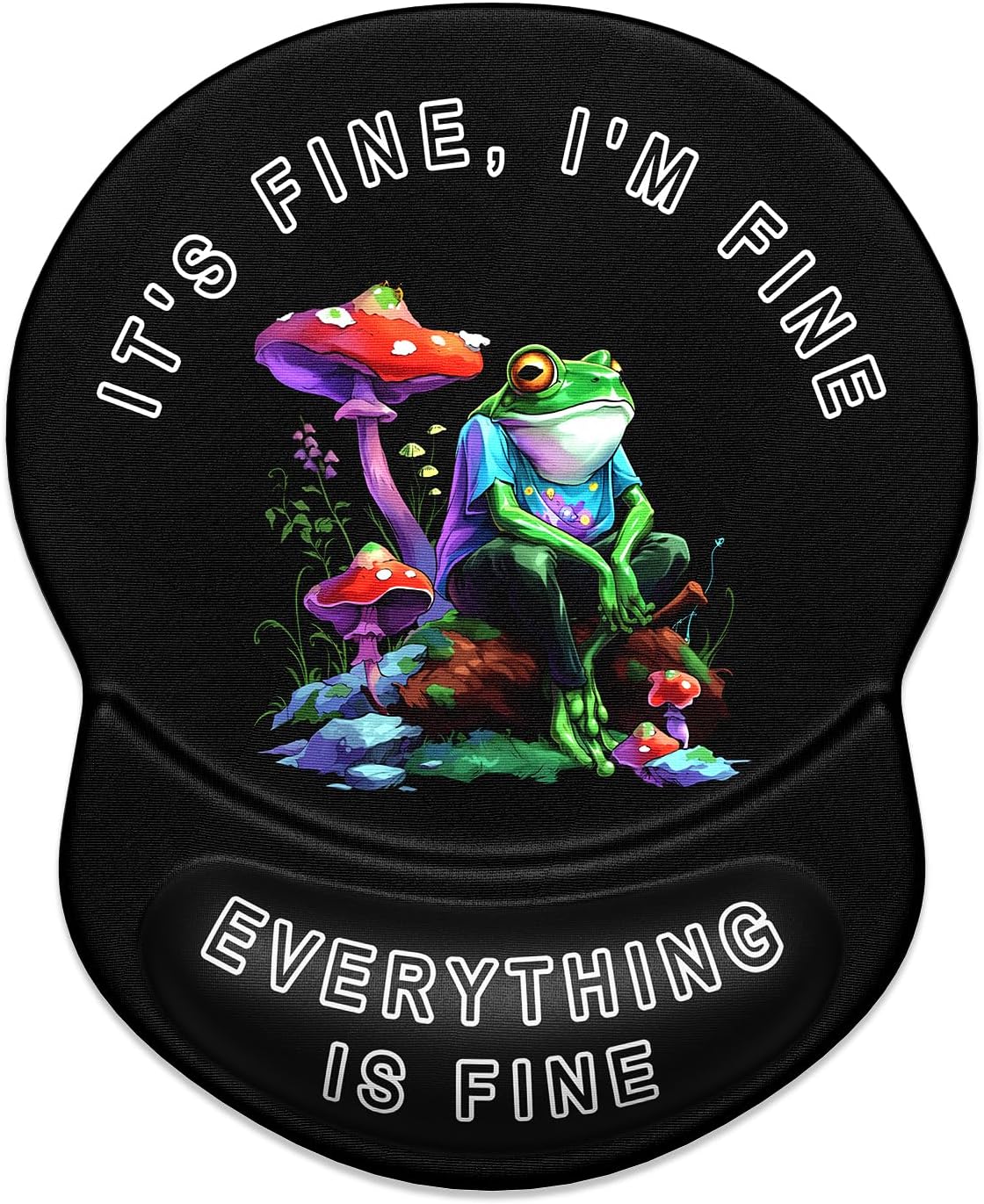 ITNRSIIET Ergonomic Mouse Pad with Gel Wrist Support Small Wrist Rest Smooth Surface Non-Slip PU Base Comfortable Office Supplies Pain Relief, 8.7 x 7.2 inches, Unhappy Frog