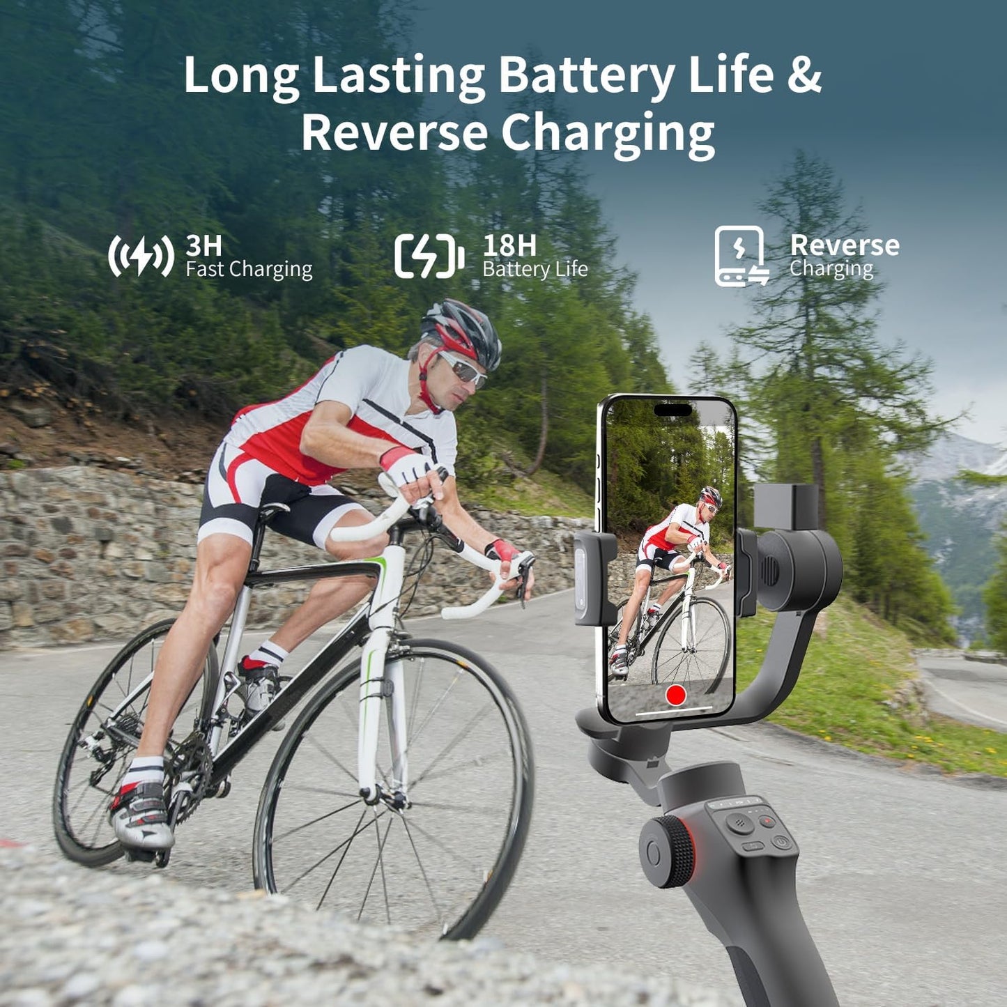 TOALLIN Gimbal Stabilizer for Smartphone, 3-Axis Phone Gimbal with AI Tracking, Gesture Control, Long Battery Life Stabilizer for iPhone & Android, Video Recording, Streaming, Travel Vlogging