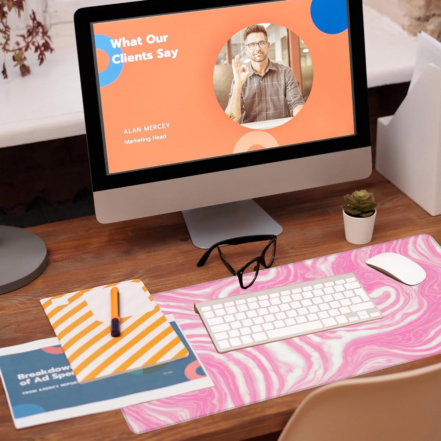 Desk Pad,Pink Marble Swirls Texture Desk Mat,Flow Liquid Waves Large Gaming Mouse Pad for Desk,Extended Big Computer Keyboard Mouse Pad with Non-Slip Base and Stitched Edge,31.5"x11.8"