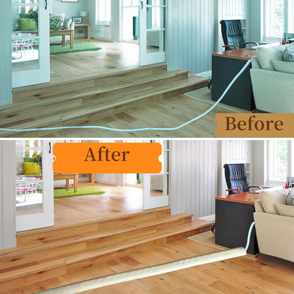 3.3ft Self Adhesive Floor Cord Cover,Heavy Duty Soft PVC Cable Protector and Extension Cord Hider,Cord Management System to Hide Wires on Floor,Cable Cavity:0.61" (W) x 0.32" (H) Beige