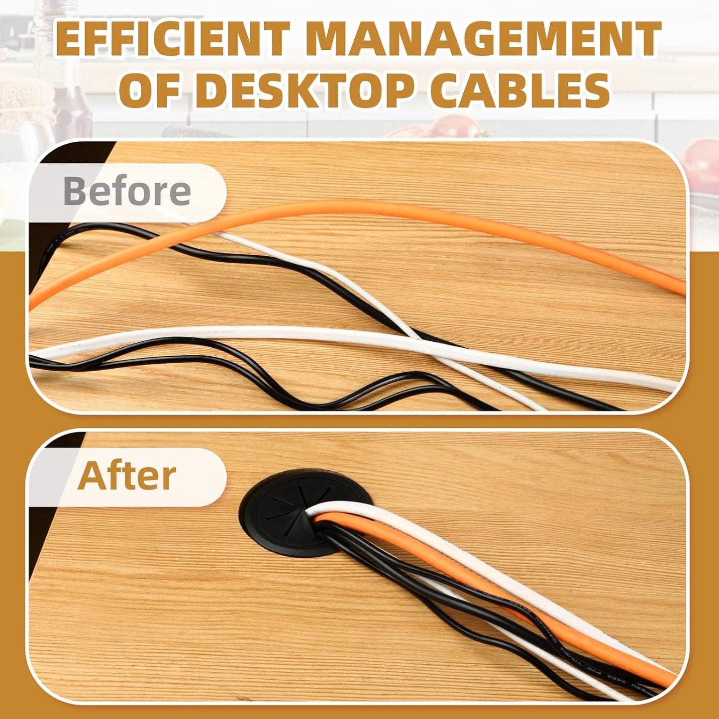 Desk Grommet 2 Inch (50 mm) 8 Pieces, Desk Hole Cover for Cables White, ABS Plastic Grommet Hole Cover with Hole Saw for Wires Cables Through The Countertop by XIOGZAXI