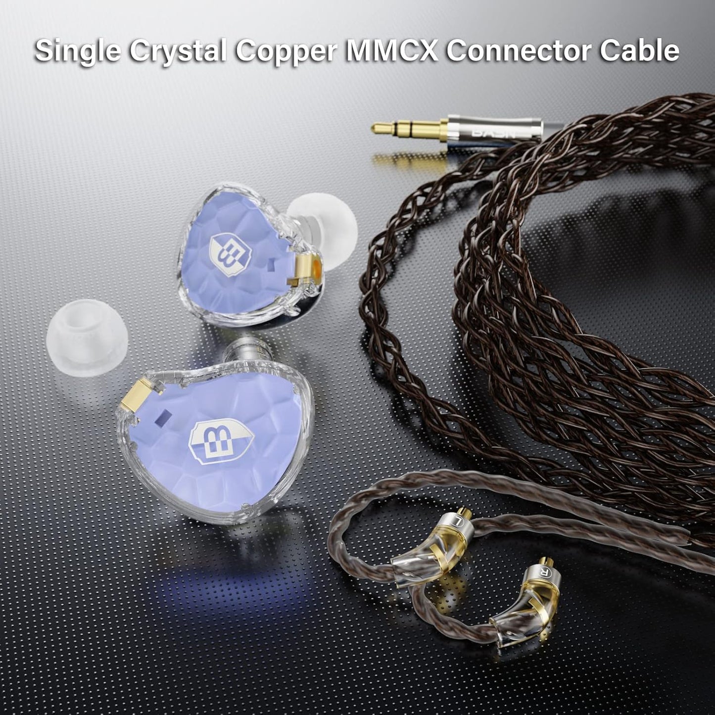 BASN ASONE 14.2mm Planar Diaphragm Driver in-Ear Monitors Earphone with Two Detachable MMCX Cables for Musicians Drummers Bass Players Singers (Blue)