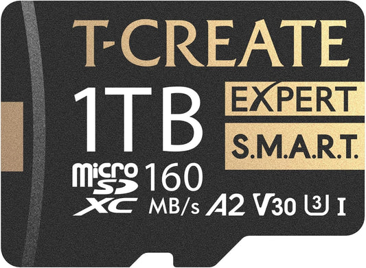 TEAMGROUP T-Create Smart A2 1TB Micro SDXC U3 V30 4K R/W Speed up to 160/150 MB/s High Speed Flash Memory Card for Creators, Compatible with GoPro, Insta360 TTCS1TIA2V3003