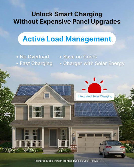 Level 2 EV Charger with Smart Charging - Solar Mode & Active Load Management, OCPP Compatible Electric Car Charger, Wi-Fi Enabled for Full Control, 50A Fast EVSE with Hardwired and J1772