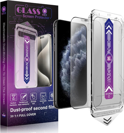 2 Pack Matte Screen Protector for iPhone 11 Pro and iPhone xs and iPhone x 5.8-Inch Auto Dust Removal, No Bubbles, Tempered Glass Film, Easy Installation