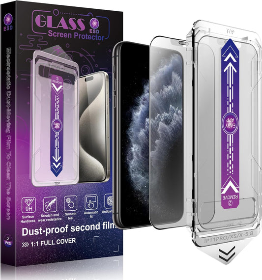 2 Pack Matte Screen Protector for iPhone 11 Pro and iPhone xs and iPhone x 5.8-Inch Auto Dust Removal, No Bubbles, Tempered Glass Film, Easy Installation