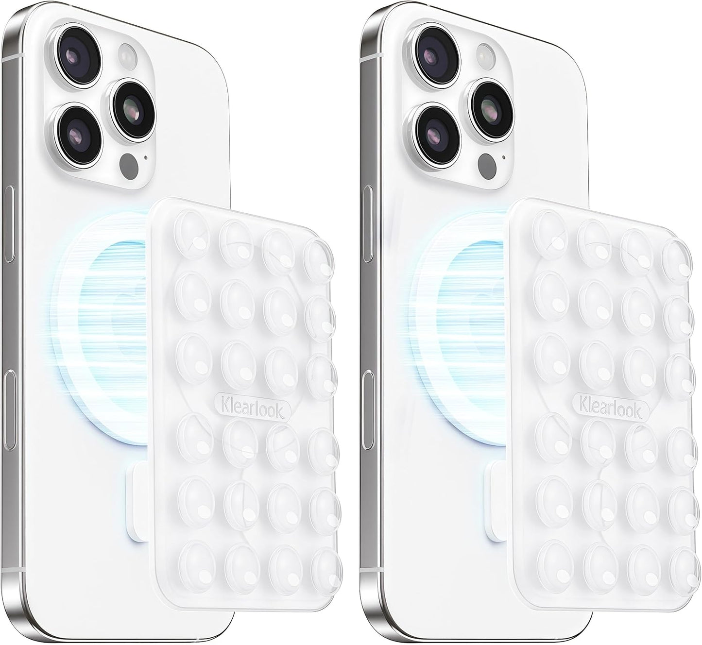 Klearlook 2PCS Magnetic Suction Phone Mount for MagSafe Case, Sticky Phone Grip Holder for iPhone, Removable Hands-Free Selfie/Video for TikTok Influencers, Women Girl Teen Gift, Transparent