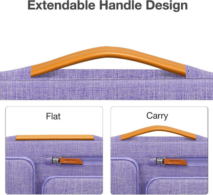 MOSISO 360 Protective Laptop Case 15 inch, 15 inch Laptop Sleeve Compatible with MacBook Air M4 M3 M2 2025 2024 2023, Dell XPS Plus, Side Open Carrying Case with 4 Zipper Pockets&Handle, Purple