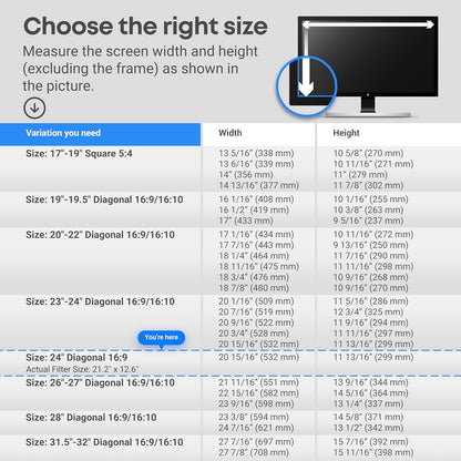 VINTEZ Blue Light Screen Protector for 24 Inch Computer Monitor and Laptop – Anti-UV Blue Light Blocking Film for Desktop PC, Eye Protection Filter, 21.2" x 12.6", 2 Pack