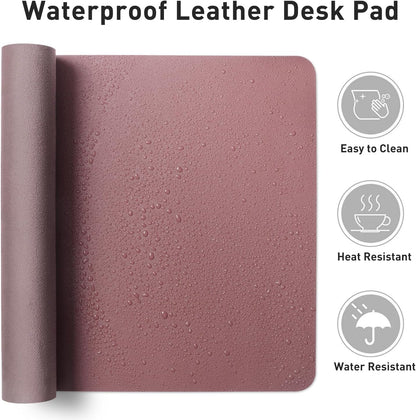 Aothia Leather Desk Pad Protector, Mouse Pad, Office Desk Mat, Non-Slip PU Leather Desk Blotter, Laptop Desk Pad, Waterproof Desk Writing Pad for Office and Home (Dark Pink,36" x 17")
