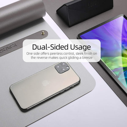 YSAGi Desk Mat, Mouse Pad,Waterproof Desk Pad,Large Mouse pad for Desk, Leather Desk Pad Large for Keyboard and Mouse,Dual-Sided Mouse Mat for Office and Home (Dark Grey, 35.4" x 17")