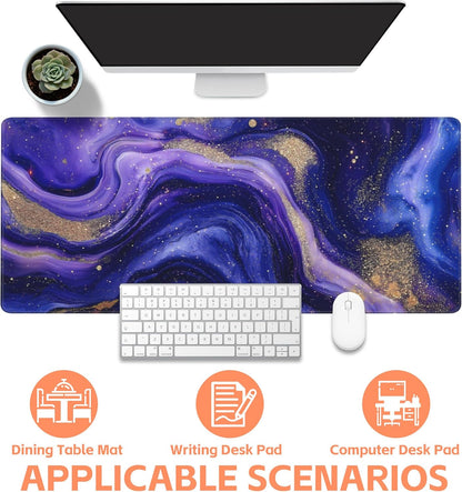 Mouse Pad Large Fluid Art Marble Texture Non-Slip Game Desk Mat with Stitched Edge Laptop Keyboard Desk Pad for Work Home Gaming (35.4 x 15.7 Inches)