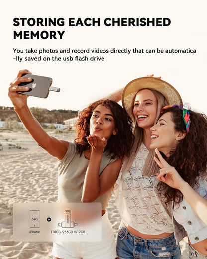 MFi Certified 512GB Flash Drive for iPhone Photo Stick, USB Thumb Drive Memory Stick High Speed USB Drive Photo Storage for iPhone Compatible for iPhone/iPad/Android/PC