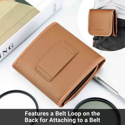 PROfezzion 3-Pocket Foldout Filter Pouch for 82mm Camera Lens Round Filter, Shock Resistant & Anti Scratch Photography Filter Case, Filter Carry Case with Microfiber Cleaning Cloth