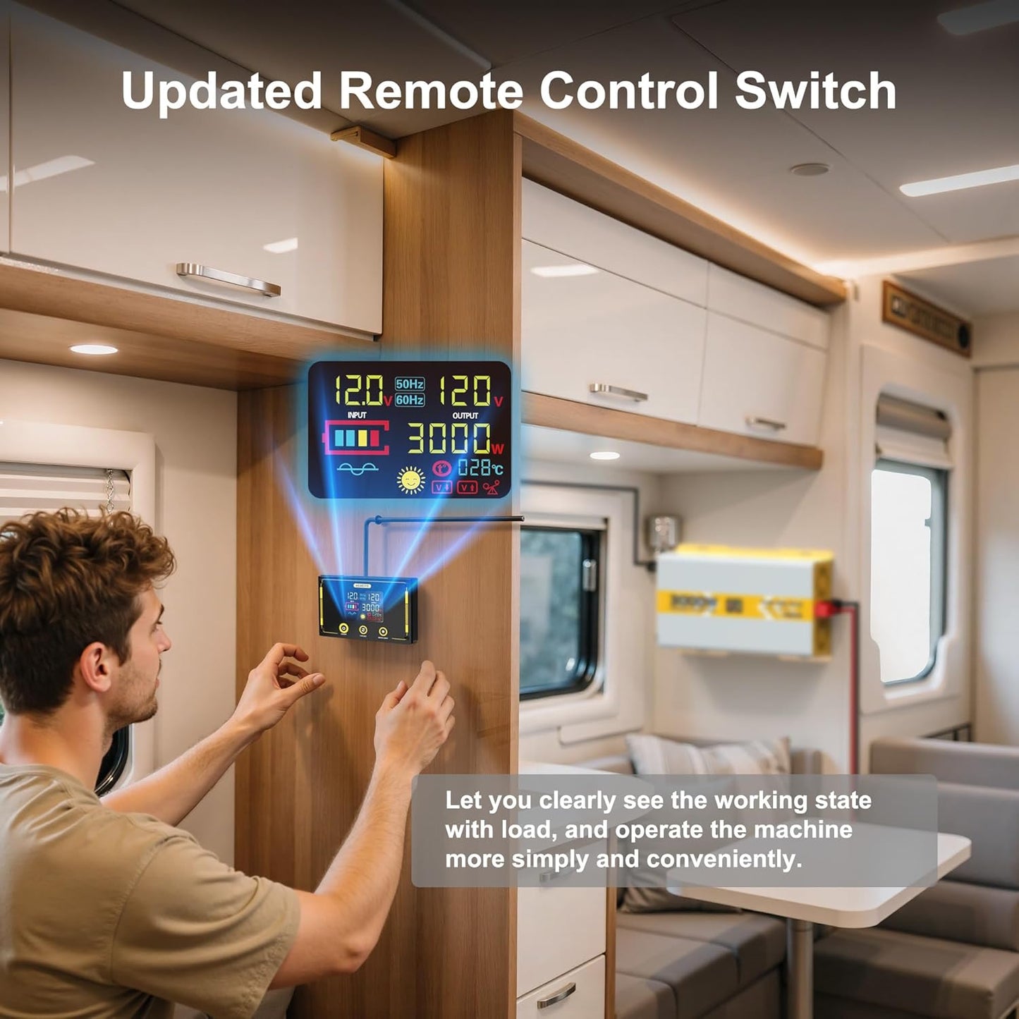 XWJNE 3000W Pure Sine Wave Power Inverter 12V DC to 120V GFCI AC Converter with LCD Display and Remote for Home, RV, Truck, Off-Grid Solar Power