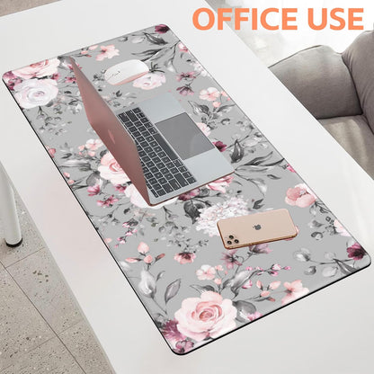 Mouse Pad Large Watercolor Rose Non-Slip Gaming Desk Mat with Stitched Edge Laptop Keyboard Desk Pad for Work Home Gaming (35.4 x 15.7 Inches)