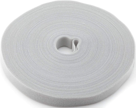 Reusable Fastening Tape Cable Ties 3/4 Inch Double Side Hook Roll (25 Yard, Grey)