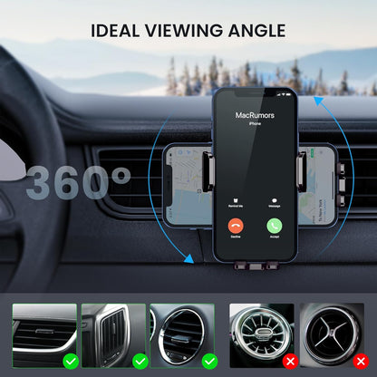 Car Phone Holder - Upgrade Clip Never Fall Air Vent Mount for iPhone Android Smartphone