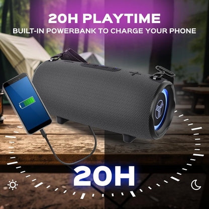 TREBLAB Ultra Loud Wireless Speaker - 60W Stereo Sound with Deep Bass, 20H Playtime, Powerbank, Waterproof, Loudest Portable Bluetooth Speaker for Home, Outdoor Party, Beach, Work, Travel, HD-Max