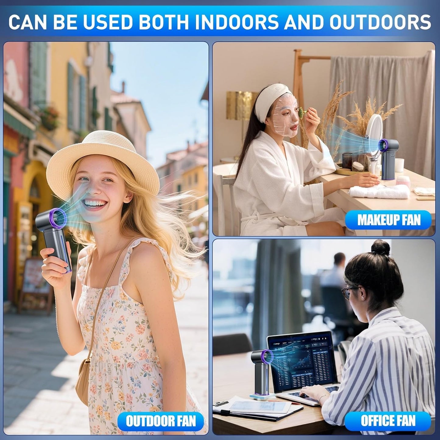 Portable Misting Fan - Mini Handheld Fan - 5000mAh Rechargeable Personal Mister Fans with Digital Display, 1-199 Speeds Adjustable, Birthday Gifts for Women Men Travel/Outdoor/Home/Office (Grey)