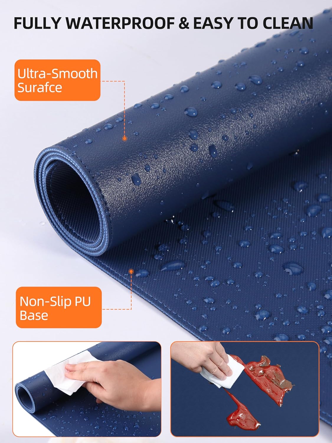 TopMade Mouse Pad with 15W Wireless Charging, XXL Large Leather Desk Mat, Waterproof Gaming Mousepad Home Office Desk Pad Protector, Computer Keyboard Pad, Mouse Mat for for MacBook, PC, Laptop, Blue