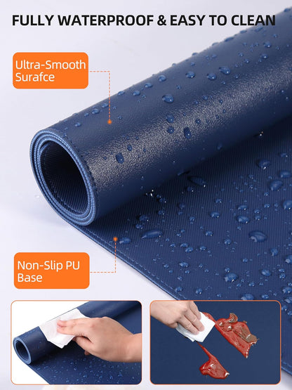 TopMade Mouse Pad with 15W Wireless Charging, XXL Large Leather Desk Mat, Waterproof Gaming Mousepad Home Office Desk Pad Protector, Computer Keyboard Pad, Mouse Mat for for MacBook, PC, Laptop, Blue