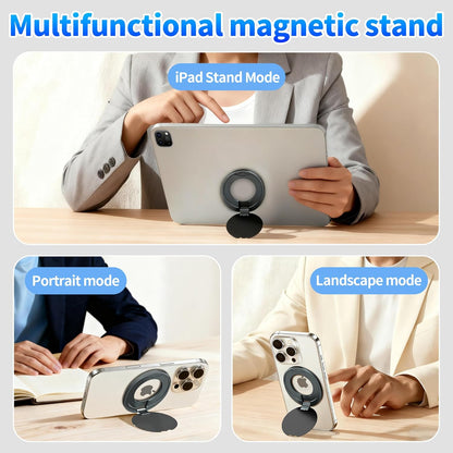 Magnetic Phone Holder for Magic Keyboard, Slim Portable Foldable Magnetic Phone Stand for iPad/Samsung Keyboard Cases, Compatible with Magsafe and Non-Magsafe All Phone (Gray)