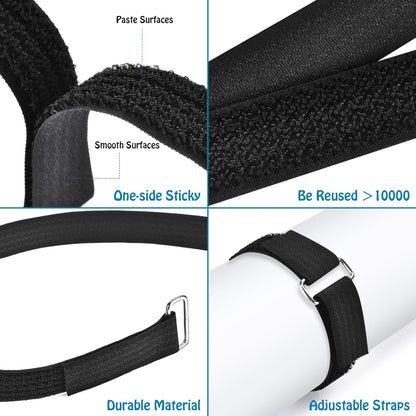 0.75" x39.4ft Hook and Loop Straps with 60 Buckles Adjustable Cut-to-Length Cable Ties - Reusable Nylon Fastening Tape Cable Straps for Storage or Organization (0.75in x 39.4ft)