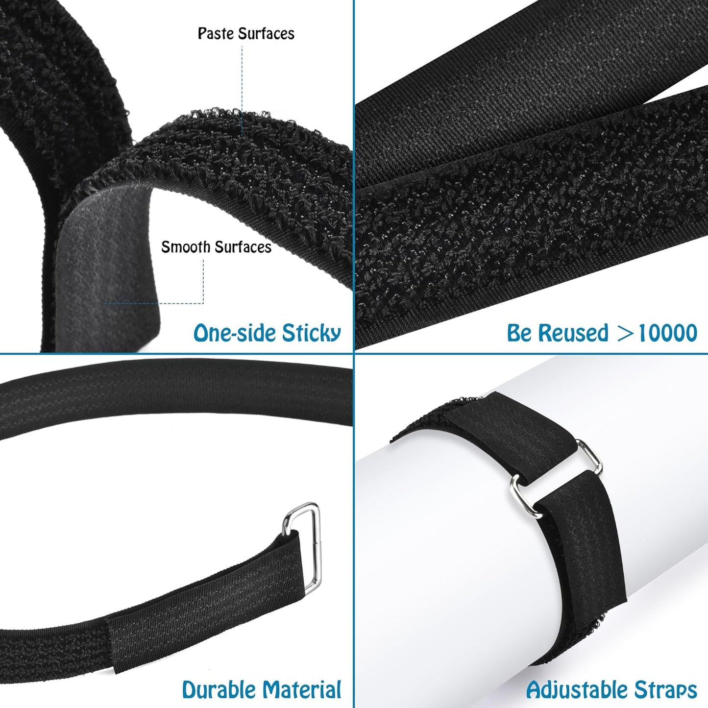 1"x19.7ft Hook and Loop Straps with 30 Buckles Adjustable Cut-to-Length Cable Ties - Reusable Nylon Fastening Tape Cable Straps for Storage or Organization (1in x 19.7ft)