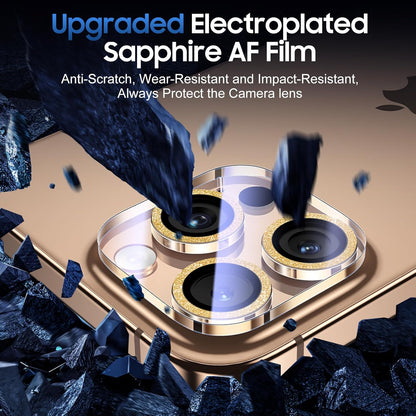 UniqueMe for 3 Pack iPhone 16 Pro/iPhone 16 Pro Max Camera Lens Protector - [Drop Protection] [Case Friendly] 9H Tempered Glass Camera Cover Screen [Update New Version] - Gold