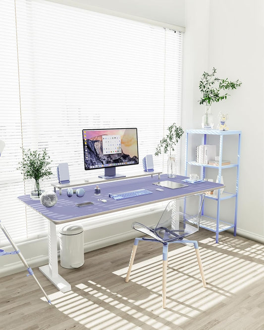 YSAGi Non-Slip Leather Desk Pad XL Size, Waterproof Laptop Computer Desk Keyboard Mat, Table Protector Blotter Mat, Large Mouse Pad for Office/Work/Home/Decor(Lavender, 47.2" x 23.6")-No Band