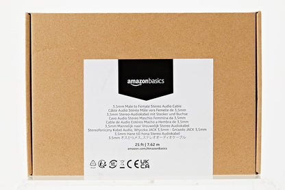 Amazon Basics 3.5mm Aux Jack Audio Extension Cable, Male to Female, Adapter for Headphone or Smartphone, 25 Foot, Black