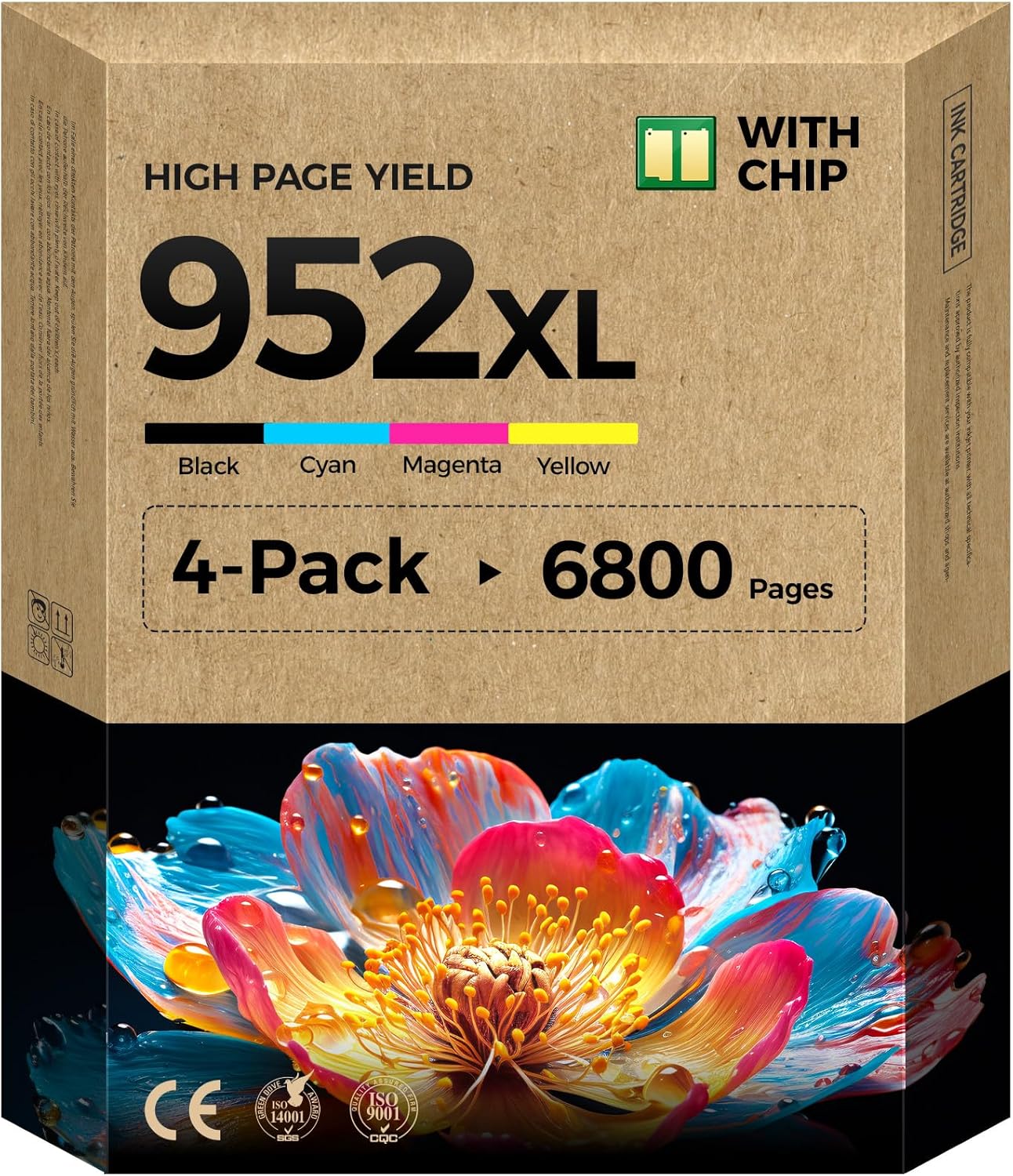 952XL Ink Cartridges Combo 4-Pack High Yield Replacement for HP 952 952XL Ink Compatible with HP OfficeJet 8702 Pro 7720 7740 8210 8710 8720 8730 8740 8715 8216 8725 Printers Black Cyan Magenta Yellow