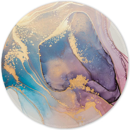 ITNRSIIET Round Mouse Pad with Stitched Edge Premium-Textured Waterproof Non-Slip Rubber Base Desktop Protection Mat Diameter 8.7 inches, Abstract Marble Texture