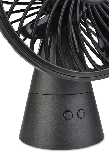 Treva 5 Inch Rechargeable Oscillating Fan with USB Charging Port, 3 Speed Circular Cooling Design, Portable Fan with 60 Degrees of Range for Home or Travel